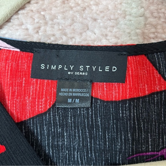 NWT Simply Styled Floral Mini Dress Faux Wrap Size Medium Office Art to Wear - Picture 4 of 10